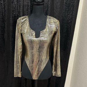 Golden black snake skin bodysuit